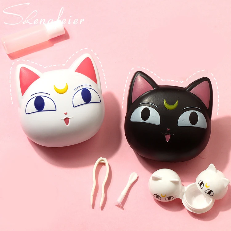 Anime Sailor Moon Cute Cartoon Luna Cat Contact Lenses Box Glasses Holder Women Lens Case With Mirror Full Set Collectible Gift Costume Props Aliexpress