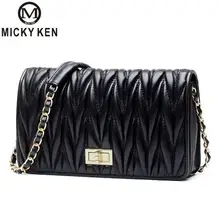 Новинка, женская сумка, плиссированная, из овчины, элегантная, модная, наплечная сумка, из натуральной кожи, маленькая сумка на цепочке, женская сумка-мессенджер