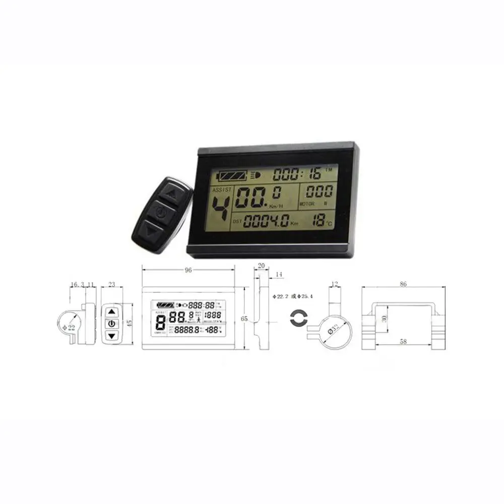 

LCD3 Display Meter Remote Control 24/36 /48 /60/72V For Electric Bicycle Durable