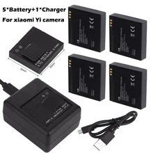 For Xiaomi Yi Camera 1010mAh AZ13-1 battery 5PCS + USB 2 sides Charger For xiaoyi Action camera xiaomi yi accessories