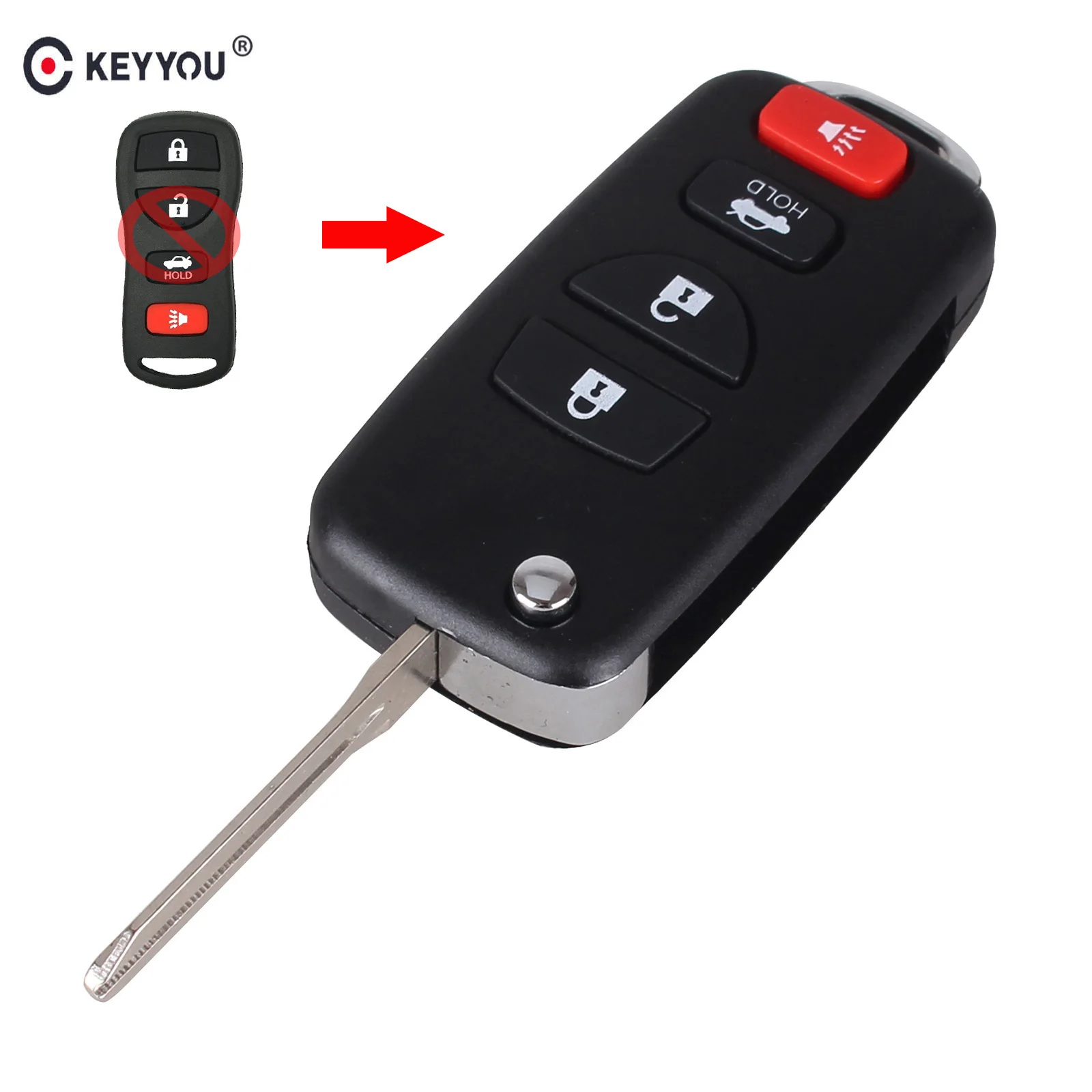 KEYYOU Remote Key Shell Case Folding Flip Fob For INFINITI ...