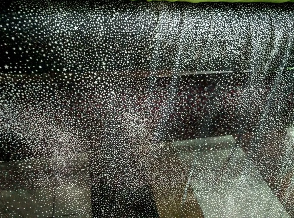 

Black botton white stars block print French Lace Chiffon Fabric For Sewing Woven Material Textile Tulle Dress 100% Silk Fabric