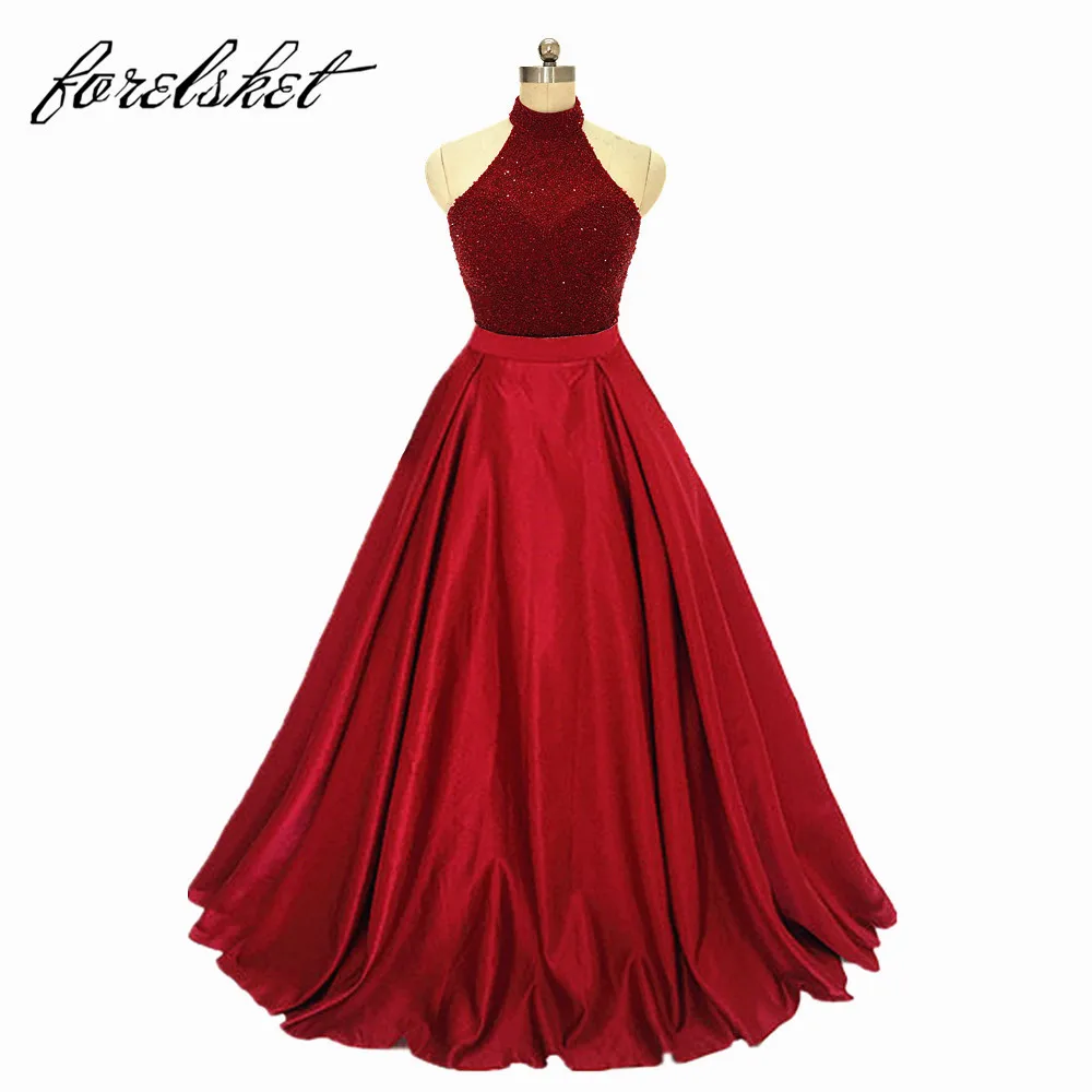 

Prom Dresses 2019 Robe de soiree longue Sparkly Real Picture Floor Length Sleeveles Evening Dresses Long Vestido de festa Halter