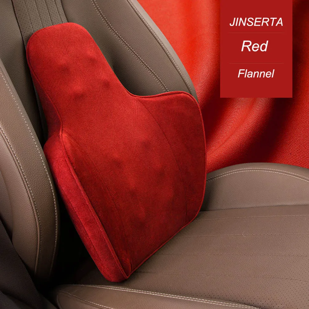 JINSERTA из искусственной кожи подголовник автомобиля подушка для шеи авто подушки сиденья Поддержка спины поясничная Подушка с эффектом памяти чехол для сиденья дорожная подушка - Цвет: Red-Waist1