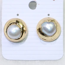 6 пар золотистого цвета круглые серьги-гвоздики гальванические позолоченные серьги-гвоздики серьги из камня 9034