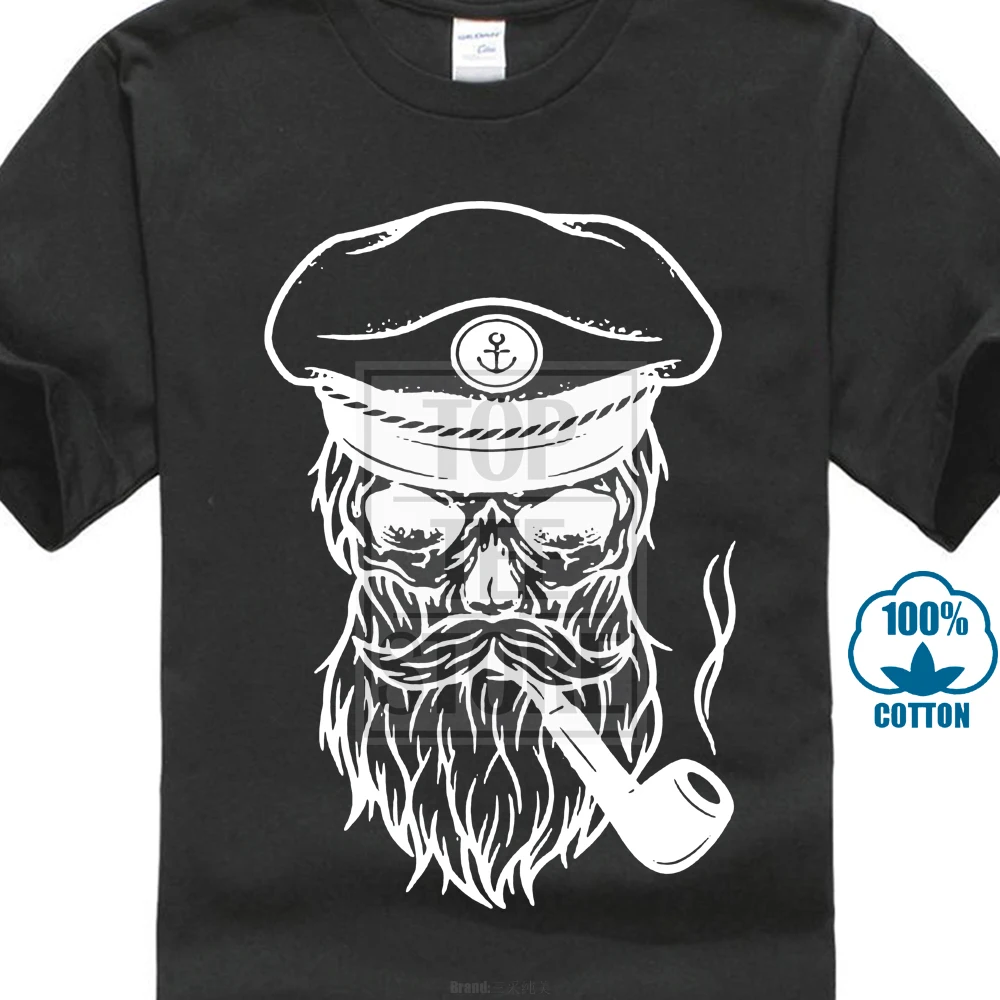 

2017 New Casual Sailor Bearded Skull Smoking Pipe T24898 3D Print Men's 100% Cotton Short Sleeve Tee High Quality T Shirts
