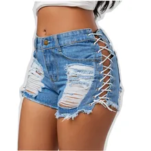 NORMOV, летние джинсовые шорты для женщин, Feminino, рваные, высокая талия, мини шорты, одноцветные, кружевные, с дырками, короткие, для женщин, сексуальный джинсовый бандаж, шорты