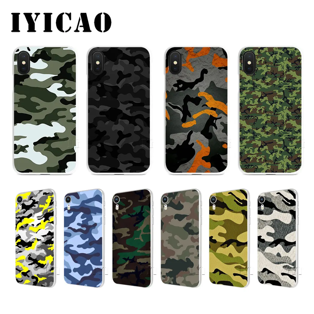 

IYICAO Camouflage Pattern Camo Army Hard Case for iPhone 4 4s 5 5s Se 6 7 7plus 8 8Plus X XS MAX XR 6s Plus 11 pro max