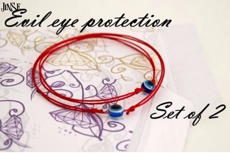 

JINSE Red String Blue Lucky Eye Simple Cheap Bracelet Fashion Kabbalah Bracelet For Women Baby Child Set of Two BRS004