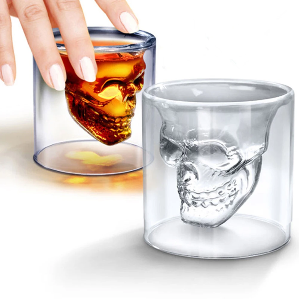 

Mug Cup Skull Glass 3D Shot Glass Double Wall Glass Beach Glass Drink Cocktail Whiskey Home Drinking Mug 260 ml Verre Piscine 40