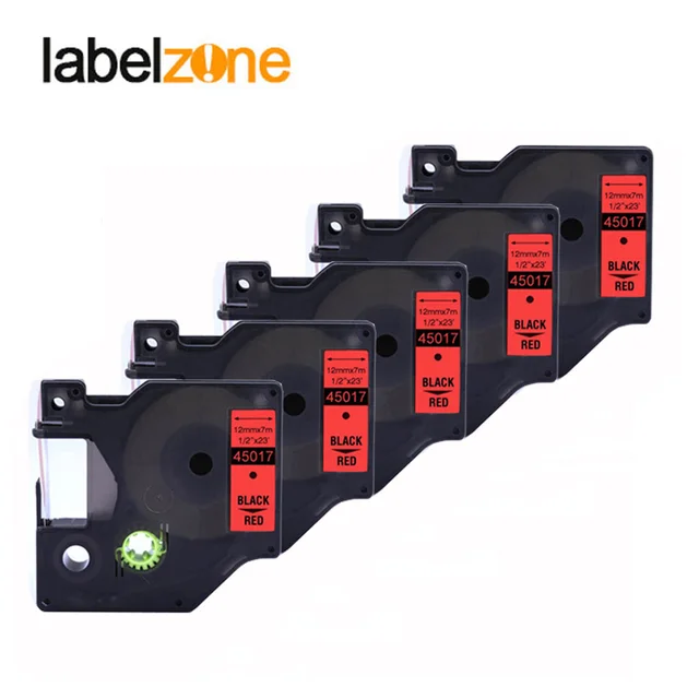 Cheap 5pcs 12mm 45017 Black on red compatible dymo D1 12mm label printer D1 45017 laminated label tapes for LabelManager 160 printer Cheap 5pcs 12mm 45017 Black on red compatible dymo D1 12mm label printer D1 45017 laminated label tapes for LabelManager 160 printer