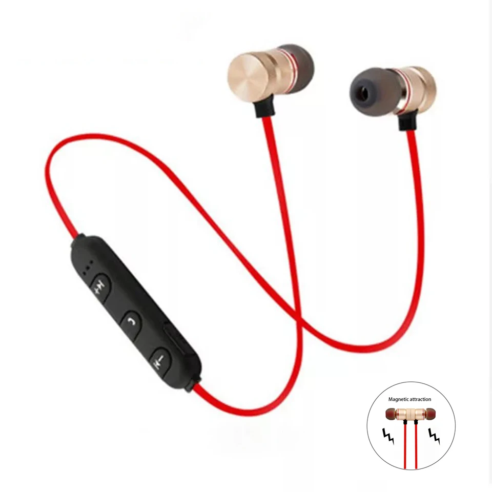 Магнитные Bluetooth наушники спортивные стерео музыкальные с микрофоном для