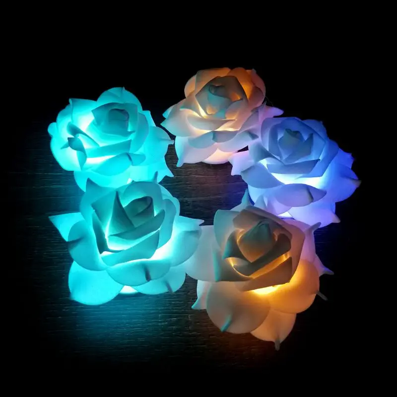 Романтическая роза светодиодный ночник меняющийся 7 цветов беспламенные Свечи лампа для свадебной вечеринки Рождество домашний декор