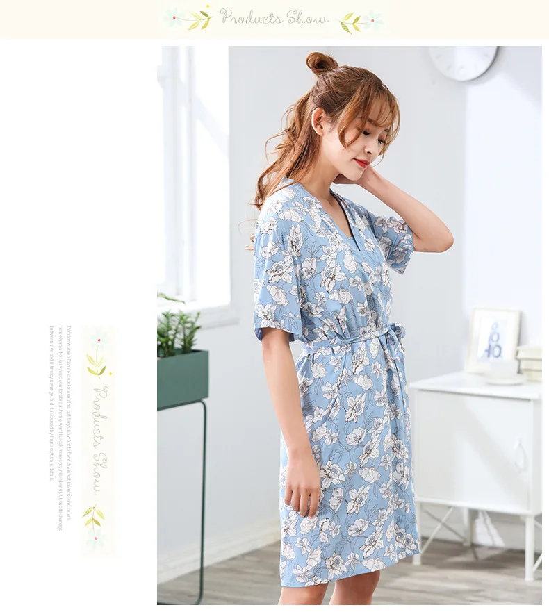 Women's pajamas autumn pure cotton long-sleeved summer sweet sexy suspenders nightgown three-piece suit home clothes flower