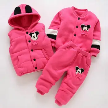 

2019 Special Offer Autumn Winter Clothes For Boy Infant Pure Cotton Minnie Three-piece Suit Outfits Warm Thickening Costume For