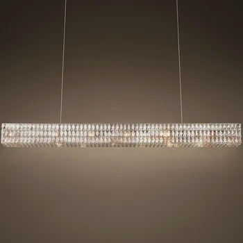 

Z Modern RH Crystal Chandelier Rectangle Design Living Room European LED Crystal hang lamps Restaurant Villa Lighting Fixtures