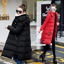Women s slim design long wadded jacket female winter outerwear thickening thermal with a hood cotton