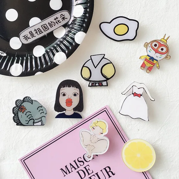 Южная Корея ulzzang милый мультфильм акриловый значок значки девушка сердце