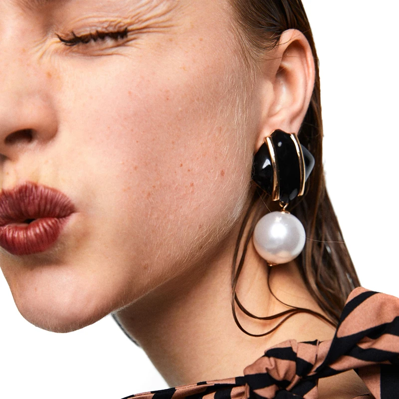 

JUJIA Factory Price jewelry New Arrival Free shipping vintage za earring hand made simulated pearl VINTAGE STYLE PEARL EARRINGS