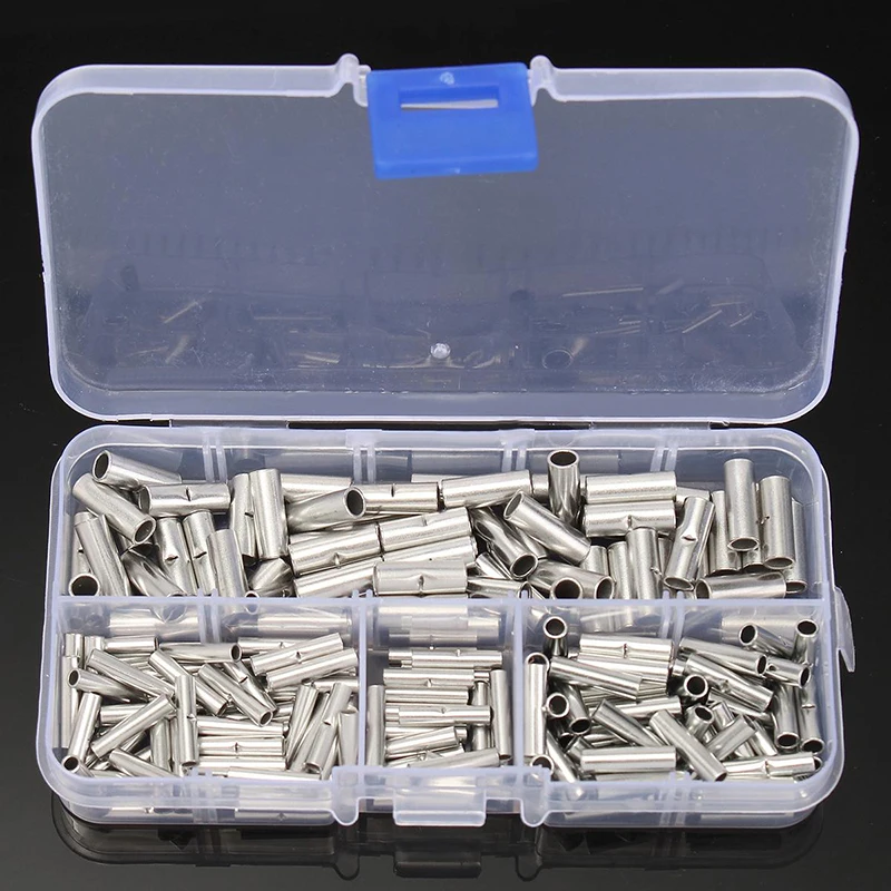 200pcs Copper Butt Splice Connectors Cable Wire Crimp Solder Terminals 22-10AWG With Box