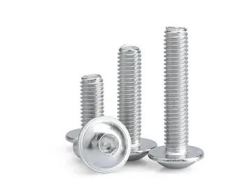 

20Pcs Flanged Screws M3 M4 M5 M6 Half Round Button Head with Washer Inner Hex Socket Allen Screws Bolt Stainless Steel 304