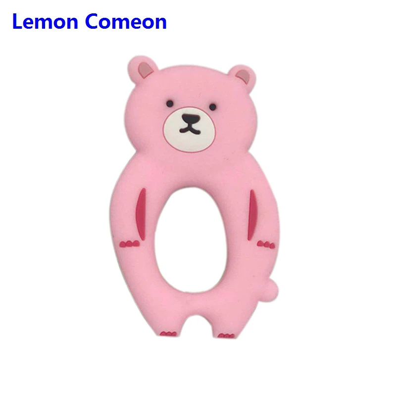 Pink Bear BPA Бесплатно Силиконовый Прорезыватель для зубов коала, овца, пчела, Прорезыватель для зубов, детский прорезыватель, животное, кролик, жевательная игрушка, продукт для кормления, 1 шт., Прямая поставка - Цвет: Pink Bear