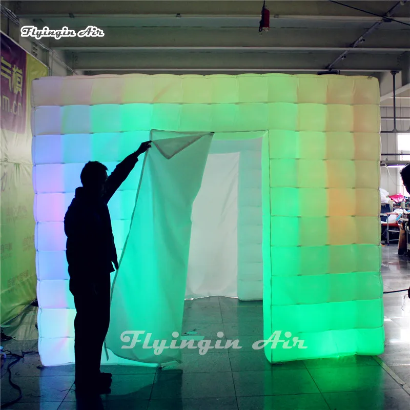 Вечерние и свадьба фон 2,2 м квадратный надувной светодиодный куб Photo Booth с полосы света