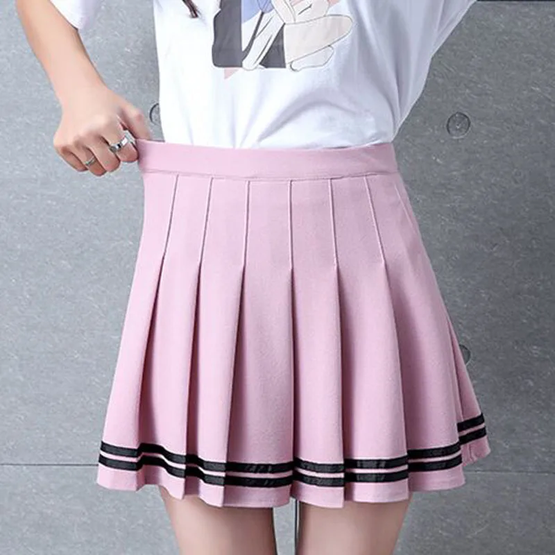 Japanese High Waist Pleated Skirts Kawaii Harajuku Patchwork Mini Skirt Women Girls Lolita Sailor Skirt Preppy School Uniform