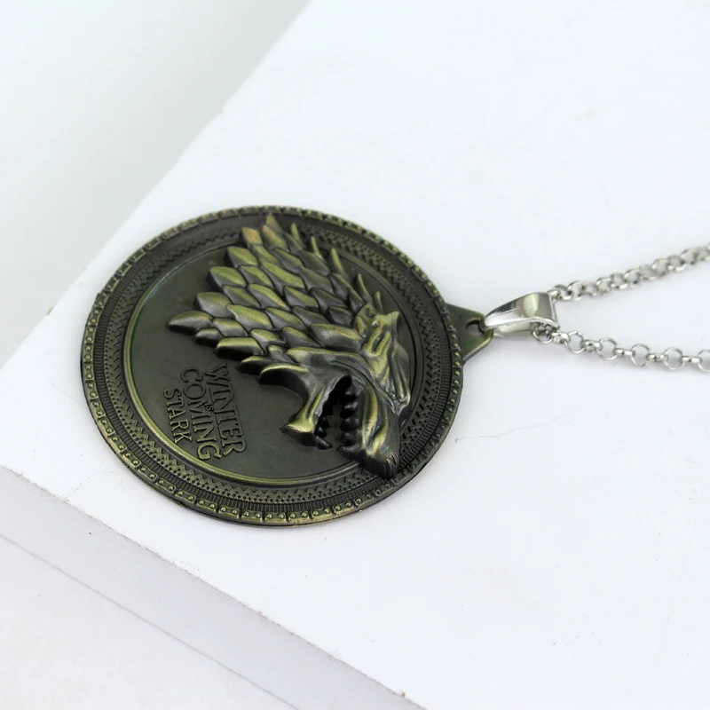 Hot Movie Necklaces Game of Thrones Necklace House Stark Winter Coming Vintage Wolf Necklaces Pendants Women Men Jewelry
