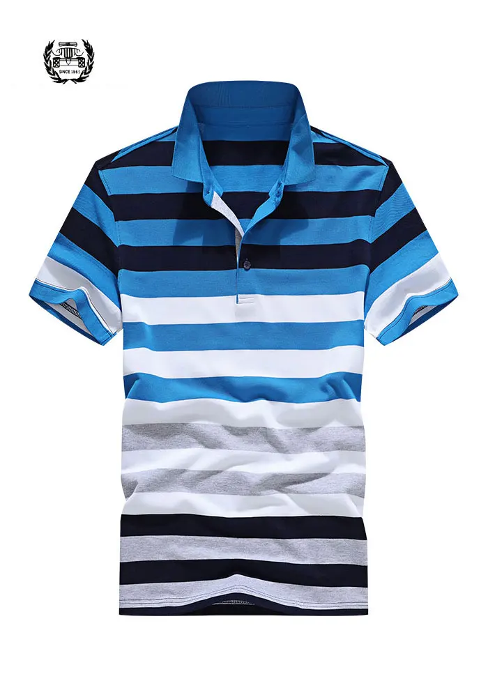 XXXL Summer Men's Striped Cotton Polo Shirts Brand Straight Tops Tees