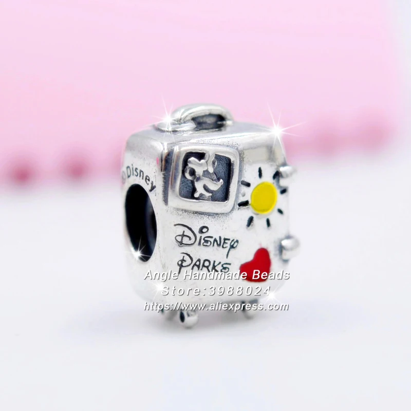 

2019 Release Disn ey Parks Sterling Silver Mickey and Minnie Mouse ''Vacay Mode'' Suitcase Charm Fit European Bracelets