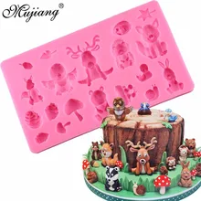 Mujiang Animals Chocolate Fondant Molds Baby Birthday Cake Decorating Tools Cake Silicone Baking Mold Candy Fimo Clay Moulds
