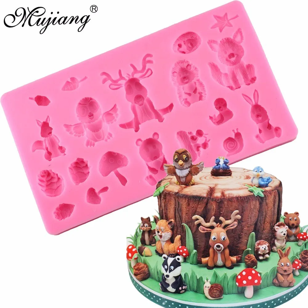 

Mujiang Animals Chocolate Fondant Molds Baby Birthday Cake Decorating Tools Cake Silicone Baking Mold Candy Fimo Clay Moulds