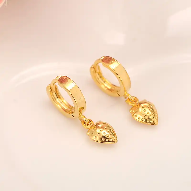 18 k Изысканные позолоченные серьги в форме сердца для женщин/девочек, модные ювелирные изделия для Африки/арабов/Ближнего Востока, подарок т...