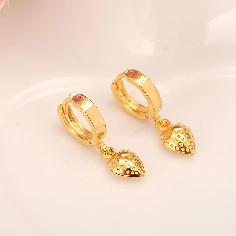 

18 k Fine Gold Filled Heart Earrings Women/Girl,Love Trendy Jewelry for African/Arab/Middle Eastern gift Meticulous