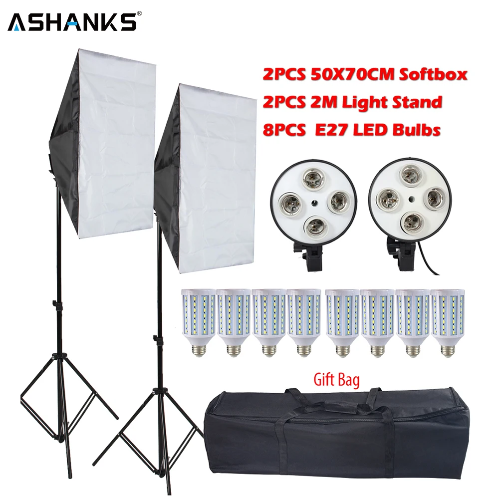  Photo Studio Softbox Kit 8 LED 60w Photographic Lighting Kit Camera & Photo Accessories 2 light sta