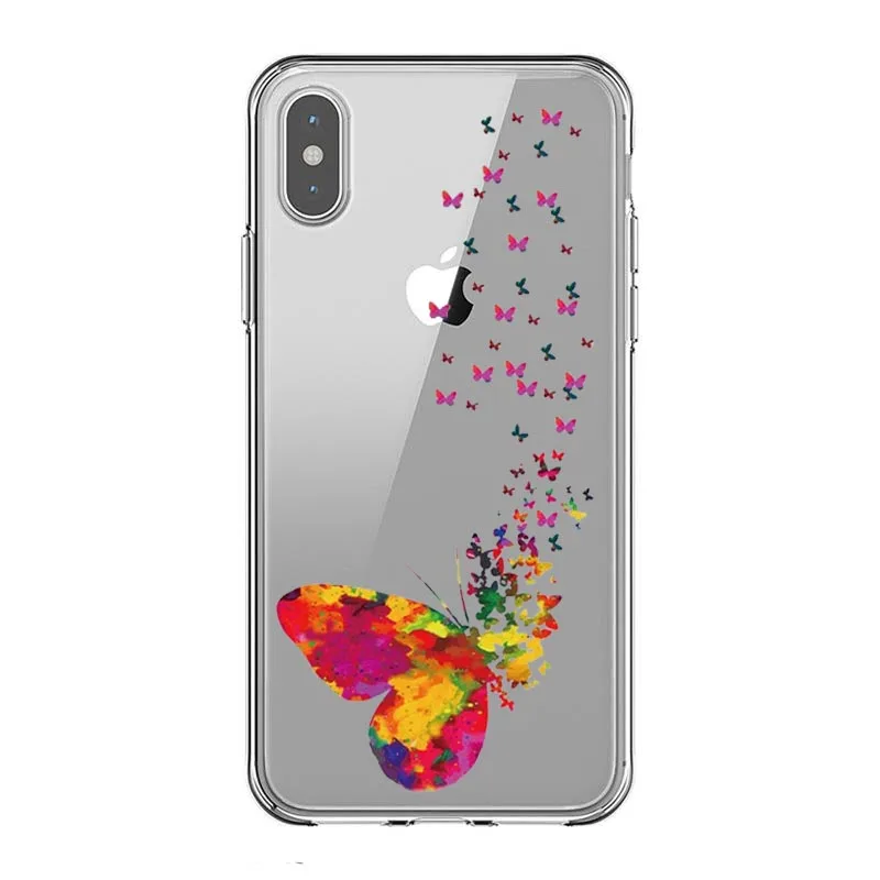 Мягкий чехол для телефонов из ТПУ С Рисунком бабочки стежка любви для iPhone 5 5S SE 6 6splus 7 8 Plus X XR XS MAX - Цвет: TPU