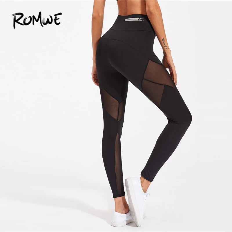 ROMWE النشطة شبكة لوحة البريدي التفاصيل طماق 2019 عارضة أسود التباين شبكة اللياقة البدنية طماق Capris مثير الرياضية طماق ROMWE النشطة شبكة لوحة البريدي التفاصيل طماق 2019 عارضة أسود التباين شبكة اللياقة البدنية طماق Capris مثير الرياضية طماق