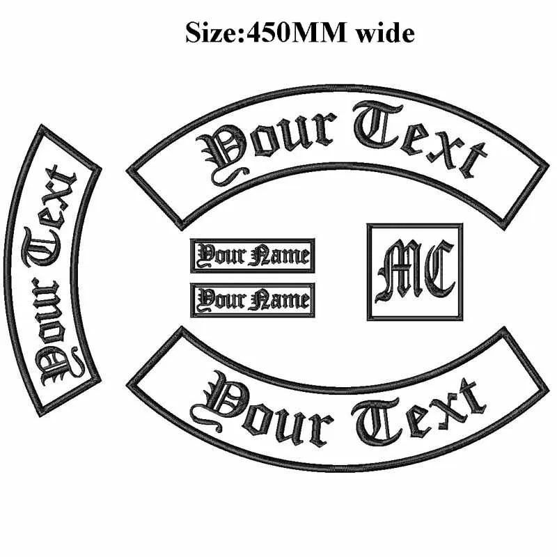 Старый Лондон название шрифта патч на заказ вышитые рокер Утюг/нашивка на одежду Куртка мотоциклист Байкер назад патч 450 мм шириной 6 шт