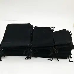 75 шт. три размеры (5*7 см/7*9 см/10*12 см) бархатный шнурок мешок/черный Оптовая Ювелирные сумки Рождество/Wedd
