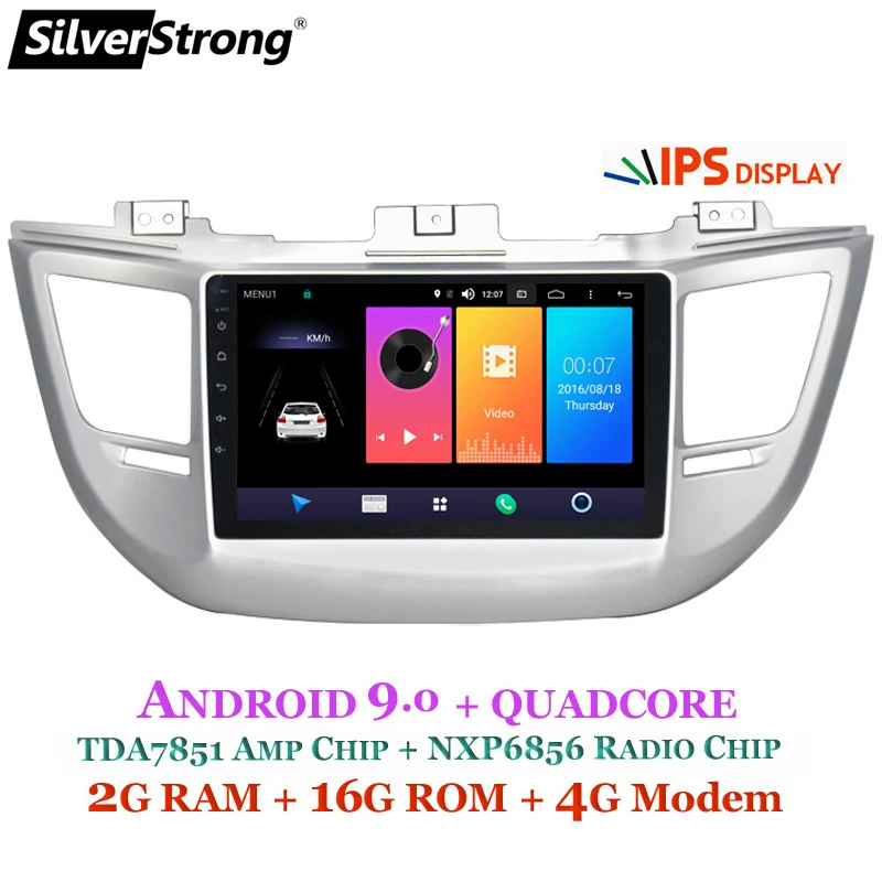 SilverStrong автомобильный DVD ips радио Android9.0 4G модем для hyundai Tucson IX35 2016 2017 мультимедиа