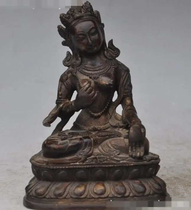 

S03958 old Tibet Buddhism Bronze Kwan-Yin GuanYin Bodhisattva goddess buddha Statue (B0328)