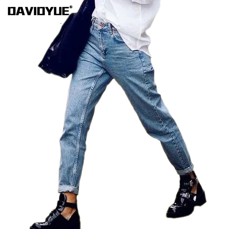 Fashion 2018 vintage style High Waist Mom Jeans Elastic casual Denim Jeans Female loose stretch Cowboy Trousers Boyfriend Jeans