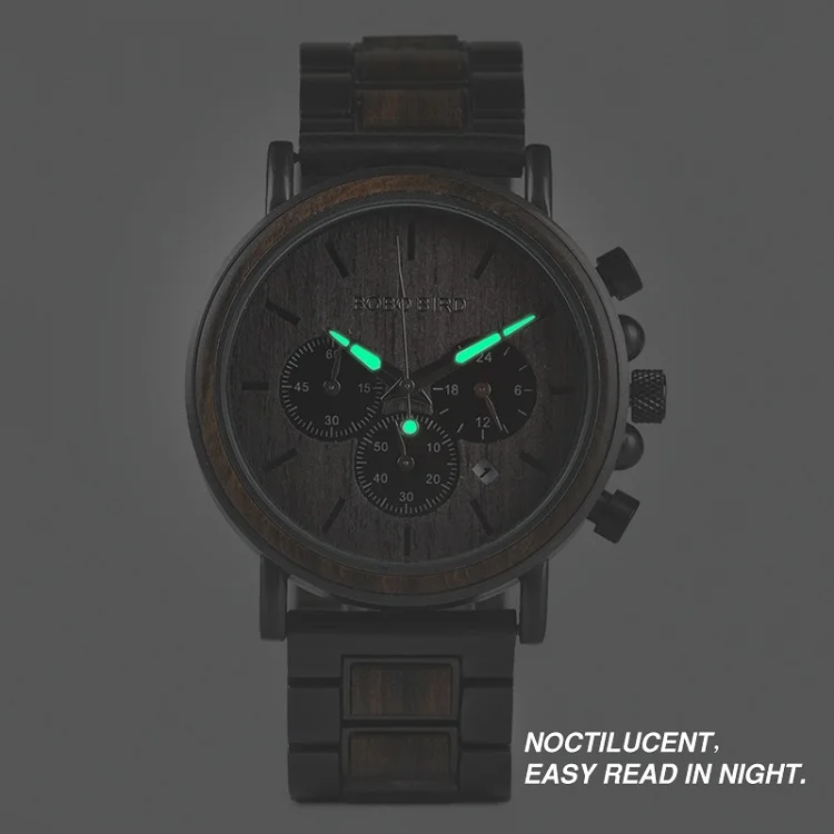Wooden Chronograph Watch Men's Luxury Style