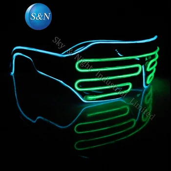 

(Lemon+Ice Blue) Mix color LED EL Fashion Shutter Glasses+Sound Inverter + Free Shipping