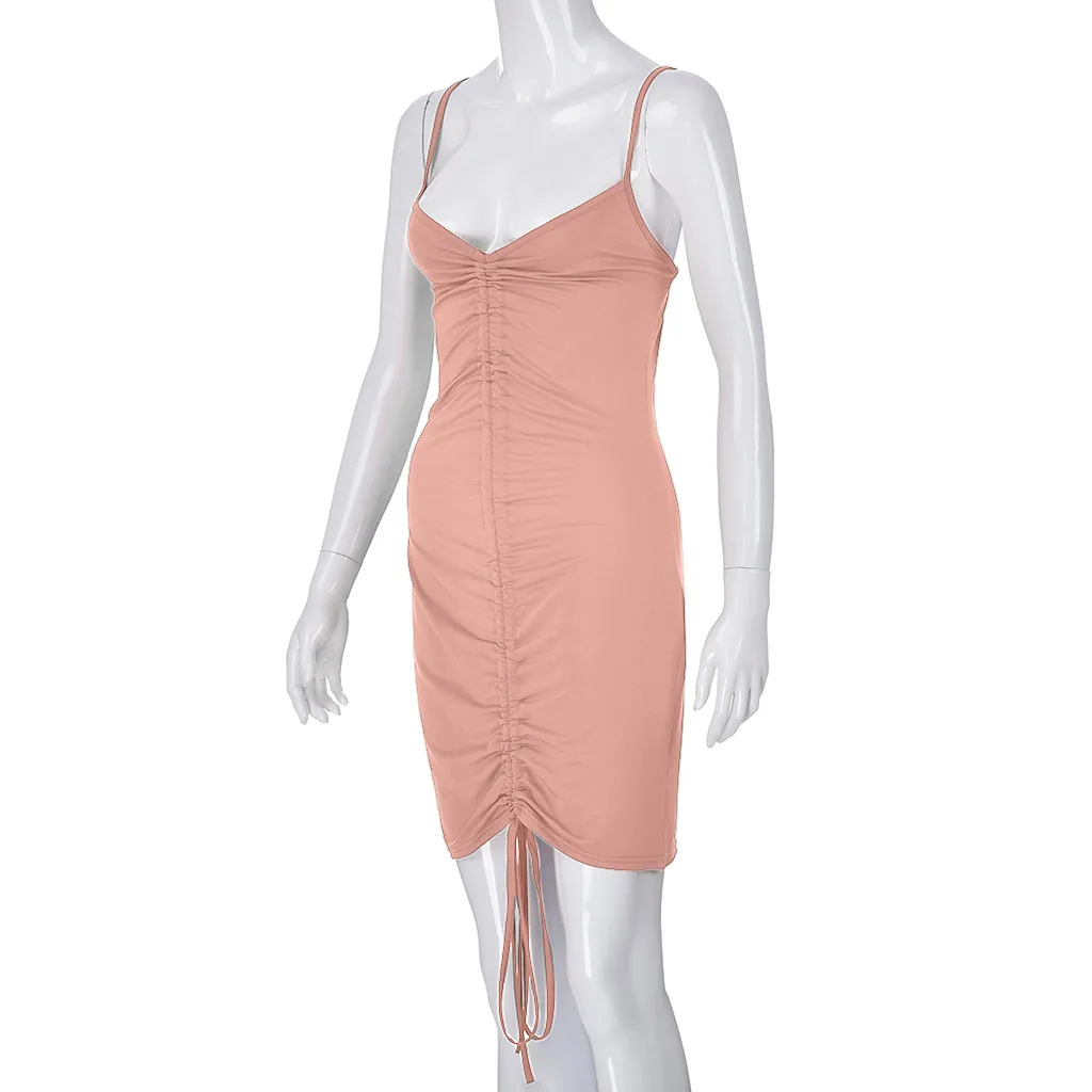 JAYCOSIN, новое летнее женское платье, сексуальное, однотонное, с бретельками, без рукавов, с открытыми плечами, средней длины, облегающее, мини, S undress 9032148