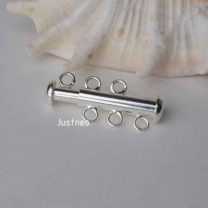 Sterling Silver Clasp 3-Strand Tube Clasp (2)