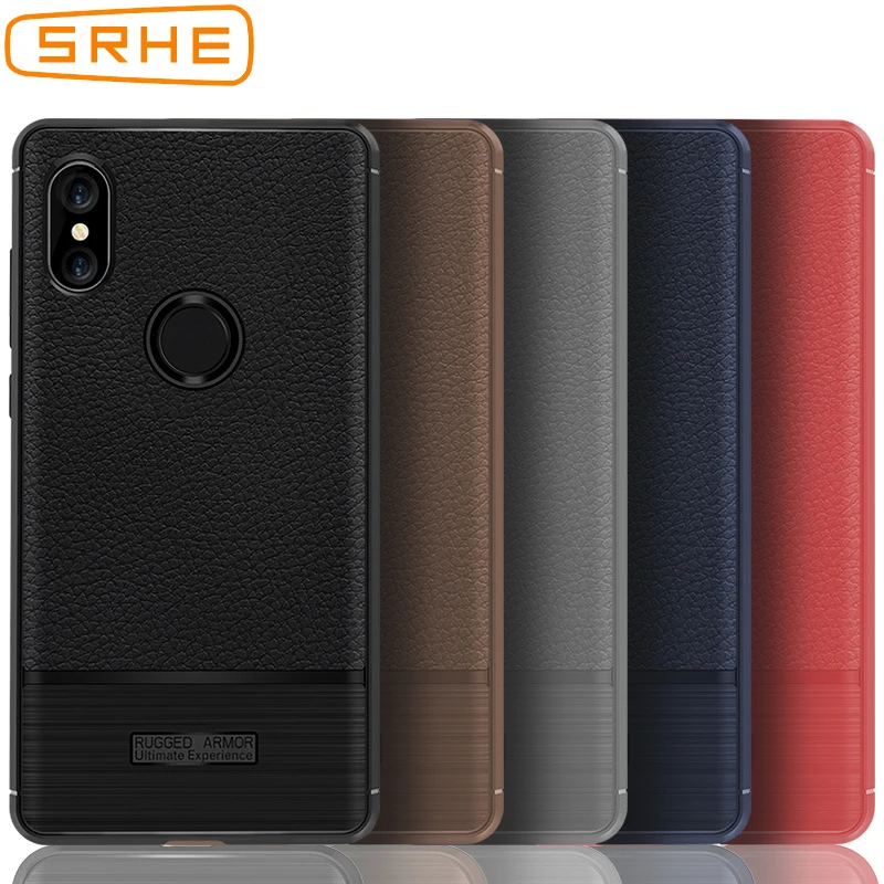 SRHE For Xiaomi Mi Mix 2S Case Cover Litchi Texture Carbon Fiber Soft Silicone Full Back Mix2S |