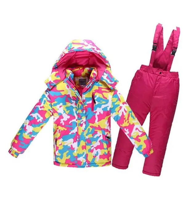 US $64.77 Waterproof Children Kids Snowsuits Girls Boys Winter Sportswear Warm Skiing Suits Snowboard Polyest