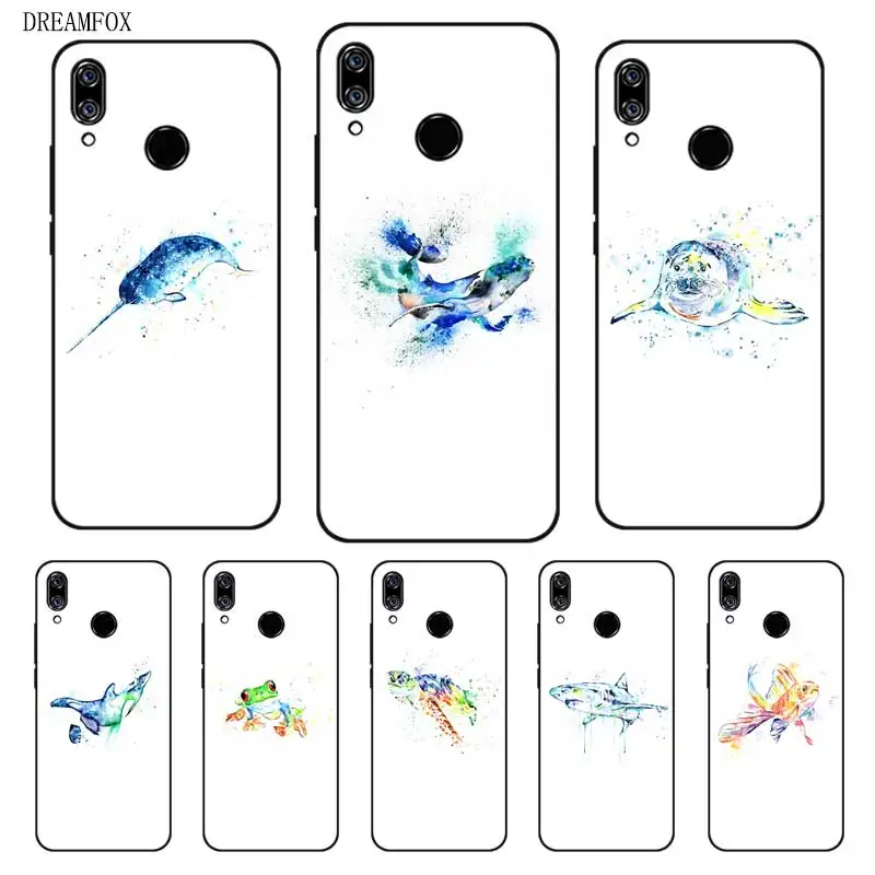 N380 Морская жизнь Черный силиконовый чехол для Huawei NOVA 2 2i 2S 3 3e 3i 4 4e Enjoy 8 Plus |